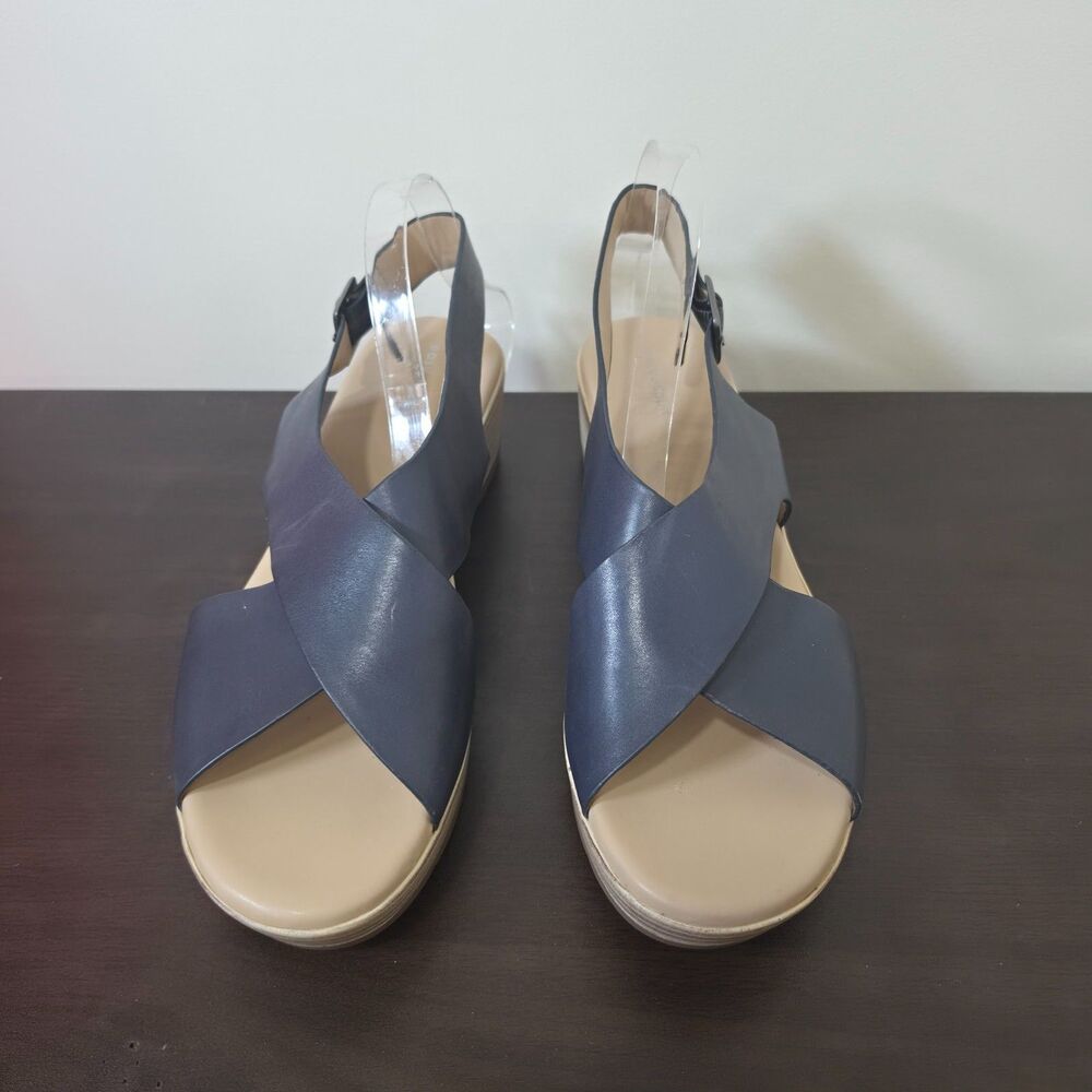 Easy Spirit Kali Slingback Sandals Women’s 12M Navy Comfort Low Wedge